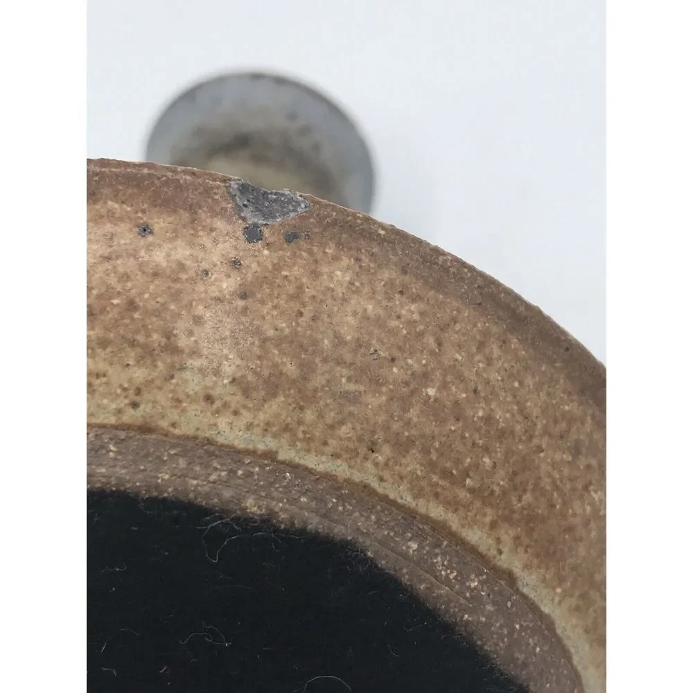 Studio‎ Art Pottery Candle Holder With Finger Loop Browns/blues Stoneware